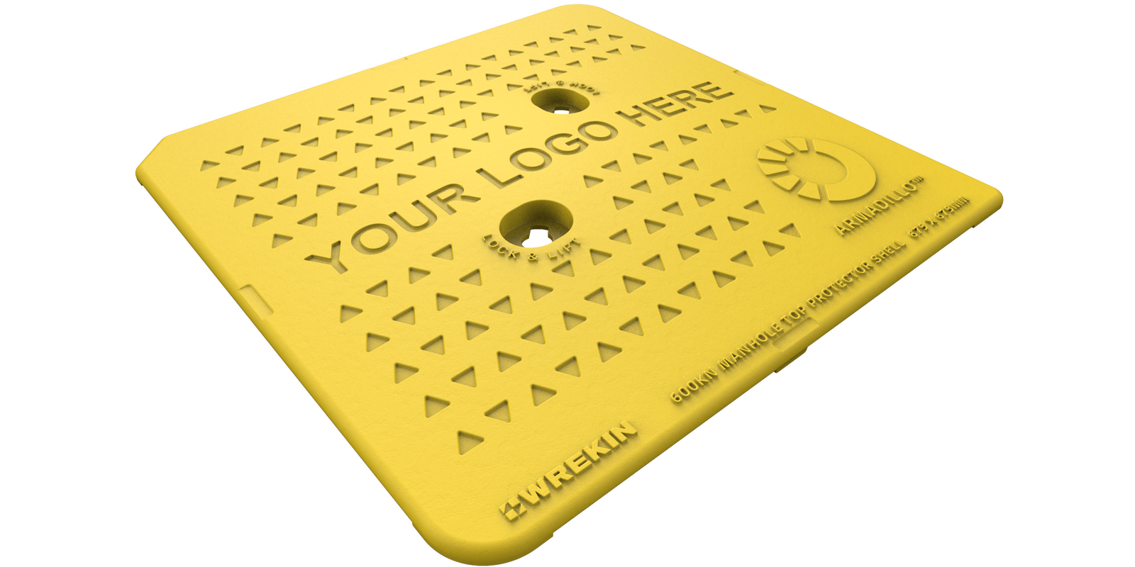 Armadillo bespoke manhole cover protector with logo and pattern