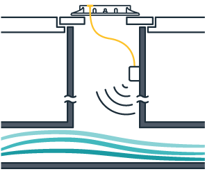 Antenna in cover linked to hardware in chamber