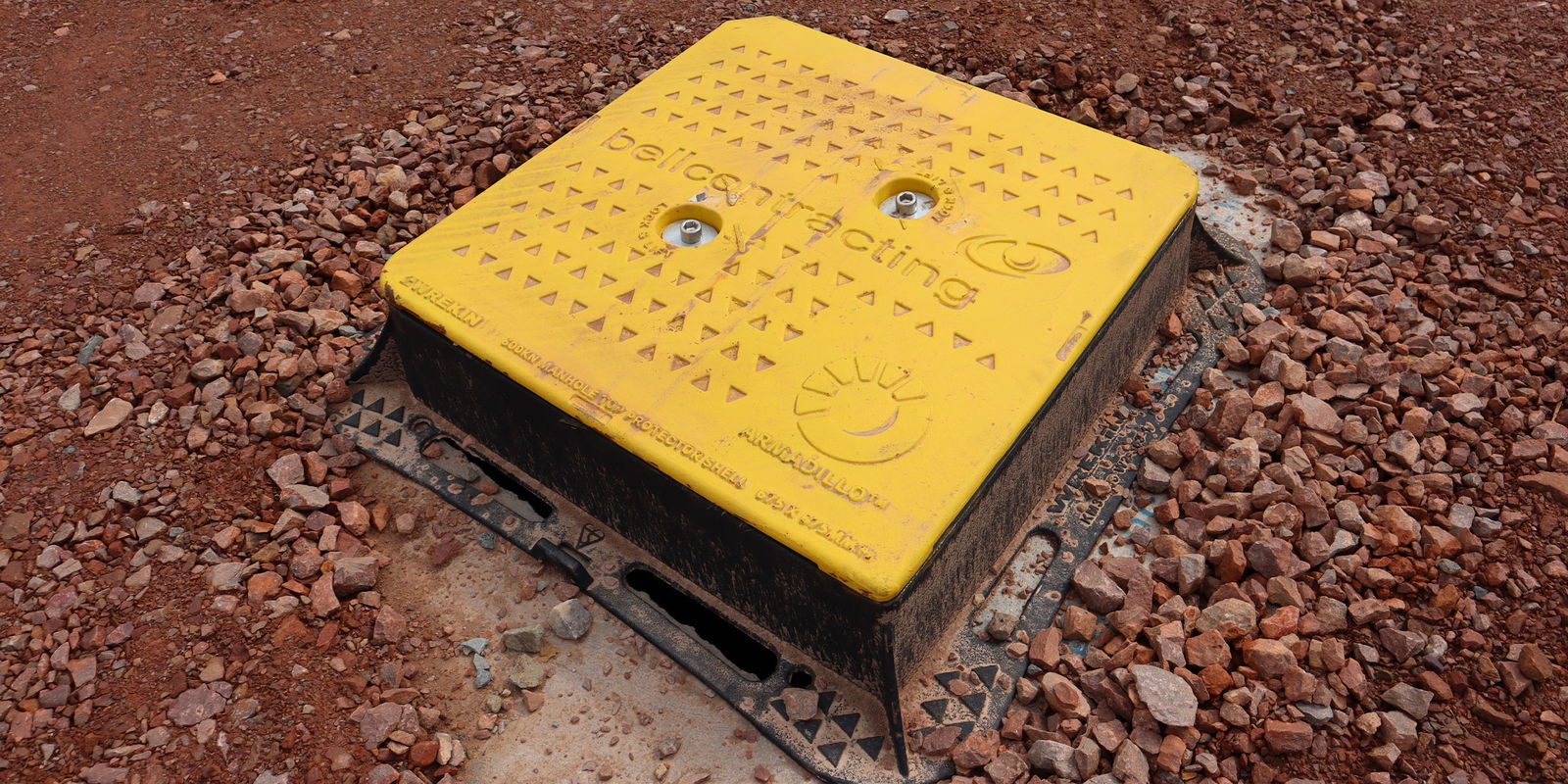 Bespoke Armadillo Manhole Protector Shell being installed on site for Bell Contracting