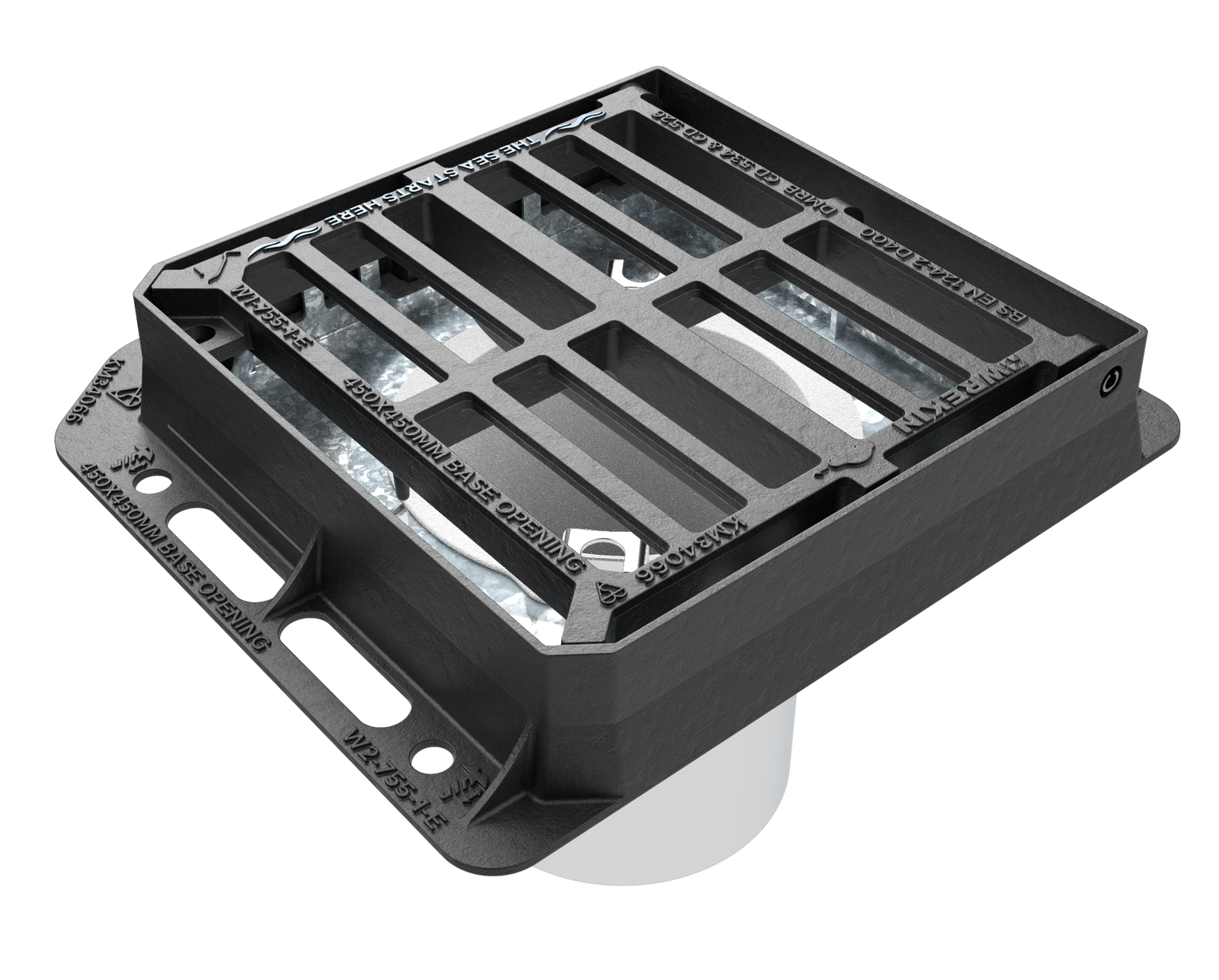 Gully grate closed with Armadillo Silt Shield installed