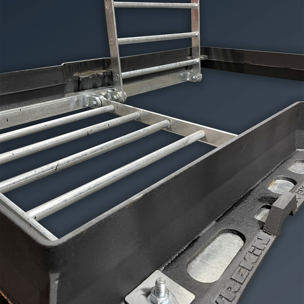 A safety grille installed on a manhole cover