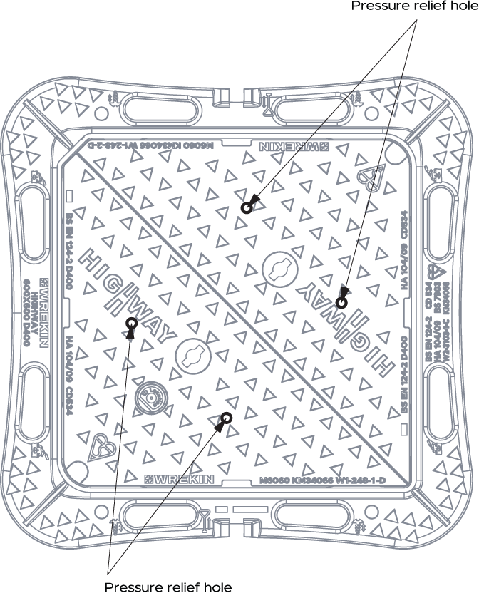 Pressure relief hole location diagram