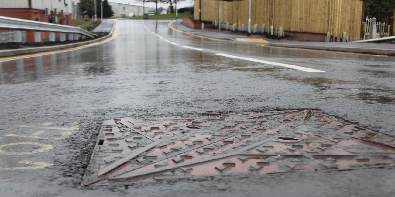 Oxidation formed on a manhole cover